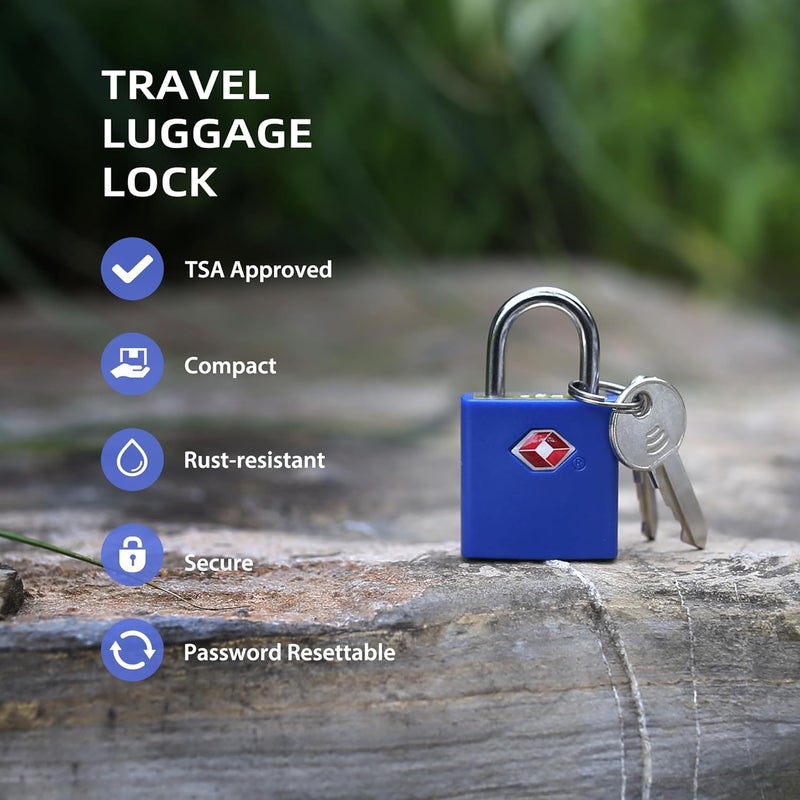 UP Security TSA Approved Locks for Luggage 4 Pack, TSA Locks for Luggage Travel Accessories, Small Padlock with Key, Weatherproof Outdoor Use Keyed Mini Padlock for Suitcase, Backpack, Bag, Zipper - Image 3
